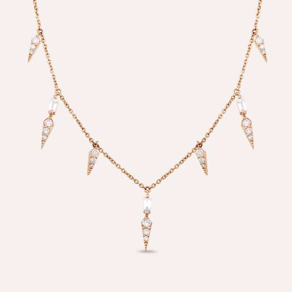 Perseus 0.49 CT Baguette Cut Diamond Rose Gold Necklace - 1