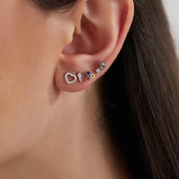 Perseus Pırlanta Taşlı Beyaz Altın Mini Tek Küpe - Nev Jewellery (1)