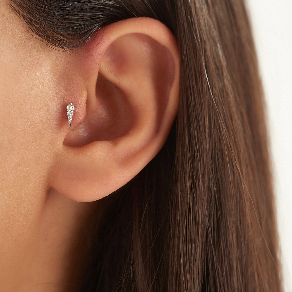 Perseus Pırlanta Taşlı Beyaz Altın Piercing - Nev Jewellery (1)