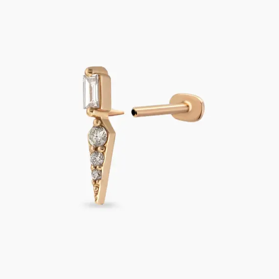 Perseus Pırlanta Taşlı Rose Altın Piercing - 5