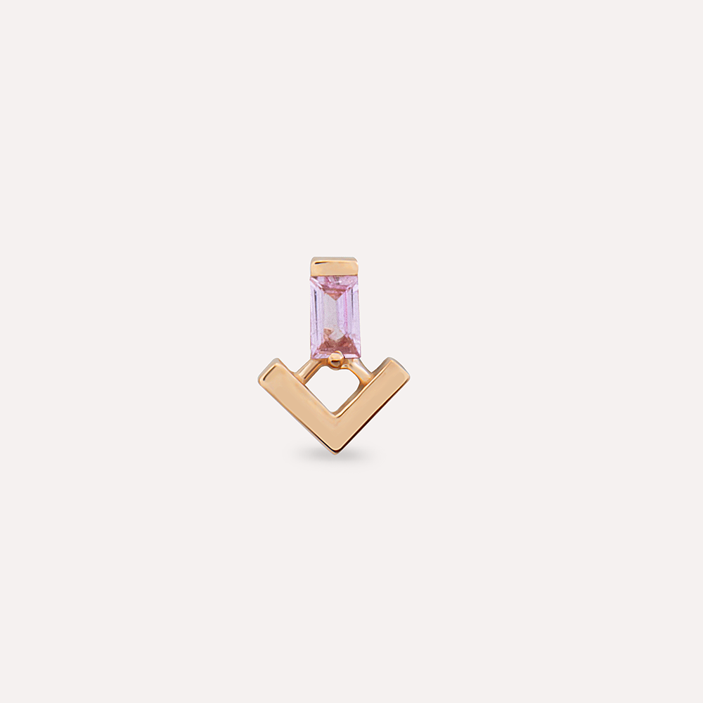 Petra Pink Safir Taşlı Rose Gold Piercing - 4