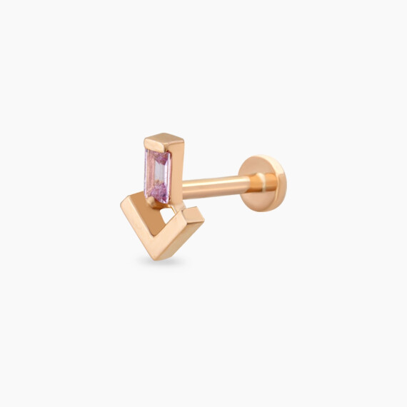 Petra Pink Safir Taşlı Rose Gold Piercing - Nev Jewellery