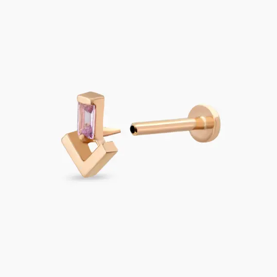 Petra Pink Safir Taşlı Rose Gold Piercing - 4