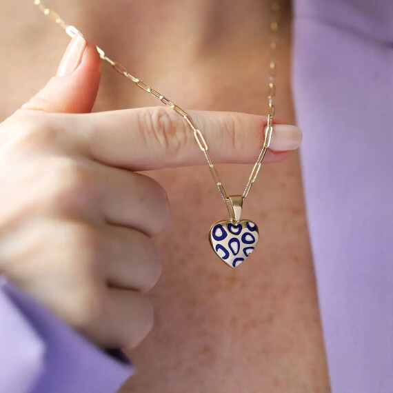 Phony Mavi Mineli Sarı Altın Kolye Ucu - Nev Jewellery