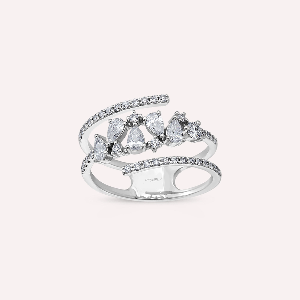 Pia 0.73 CT Damla Kesim Pırlanta Taşlı Beyaz Altın Yüzük - Nev Jewellery (1)