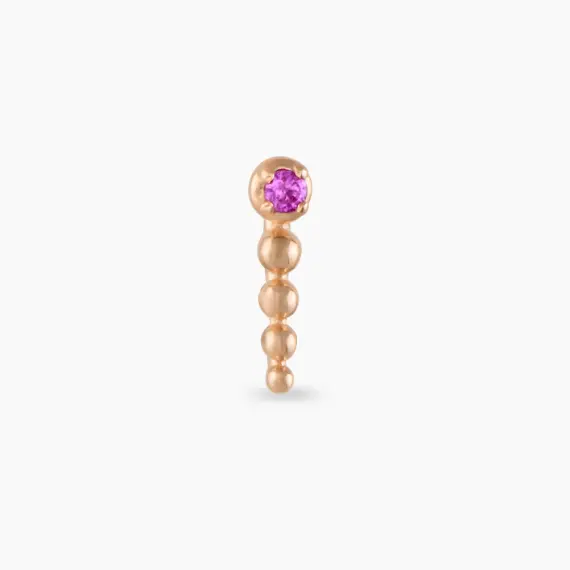 Point Pink Safir Taşlı Rose Altın Piercing - 3