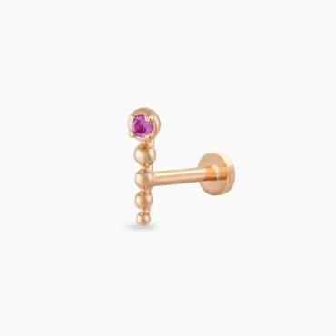 Point Pink Safir Taşlı Rose Altın Piercing - Nev Jewellery (1)