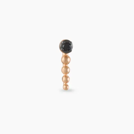 Point Siyah Pırlanta Taşlı Rose Altın Piercing - 3