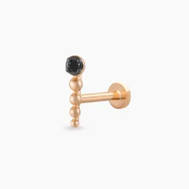 Point Siyah Pırlanta Taşlı Rose Altın Piercing - Nev Jewellery (1)