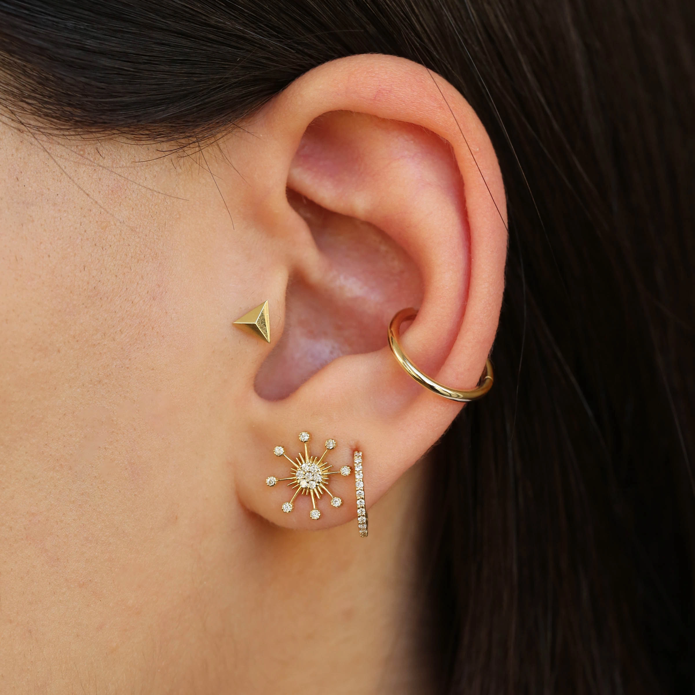 Piramit Sarı Altın Piercing - 1