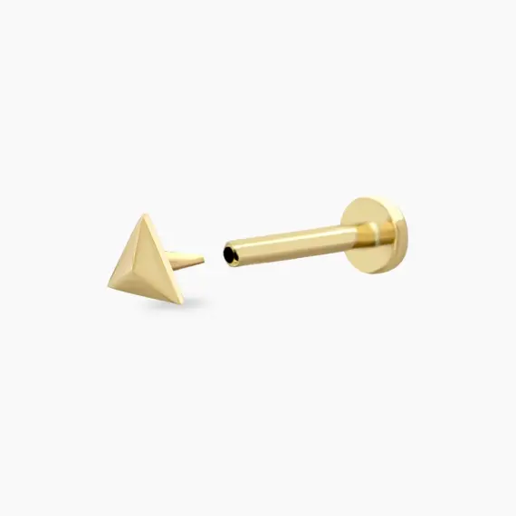 Piramit Sarı Altın Piercing - 4