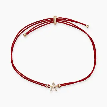 A Harf Pırlanta Taşlı İp Bileklik - Nev Jewellery (1)