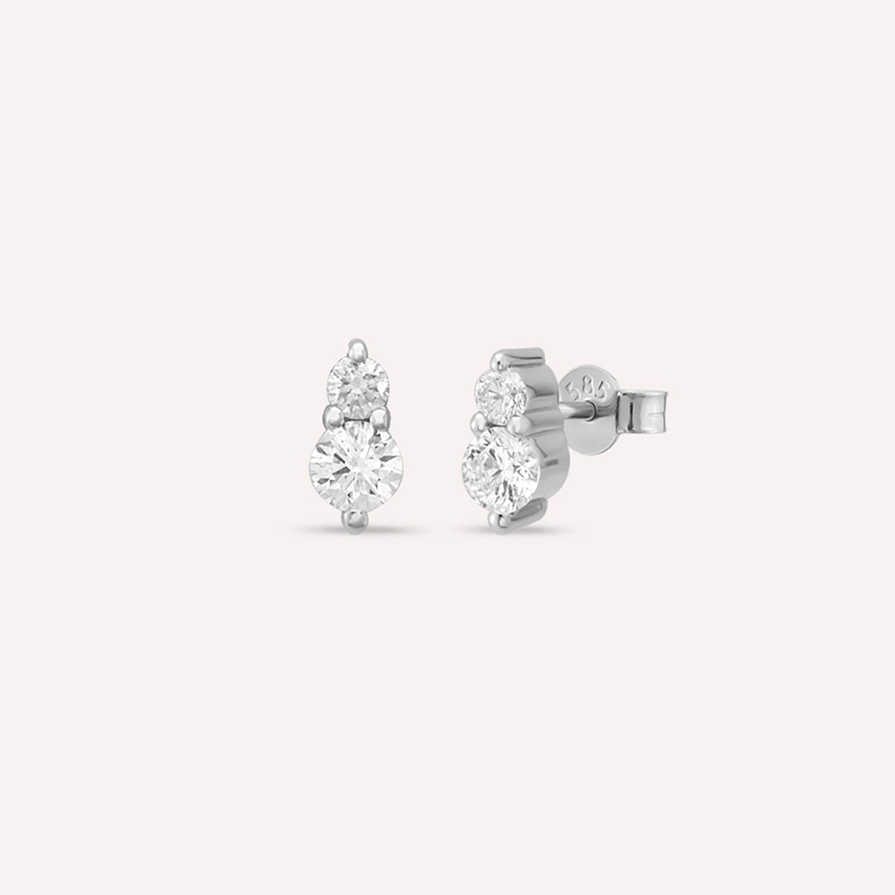 Pix 0.38 CT Pırlanta Taşlı Beyaz Altın Küpe - Nev Jewellery (1)