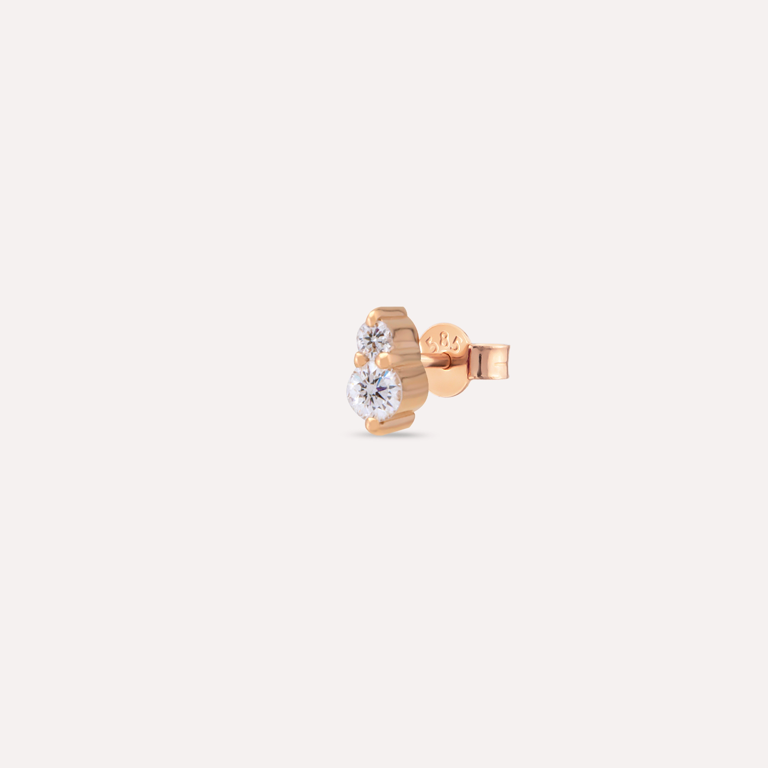 Pix Mini Pırlanta Taşlı Rose Altın Tek Küpe - Nev Jewellery (1)