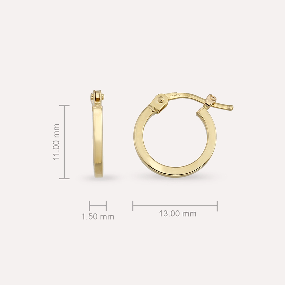 Plain Jr. Sarı Altın Halka Küpe - Nev Jewellery (1)