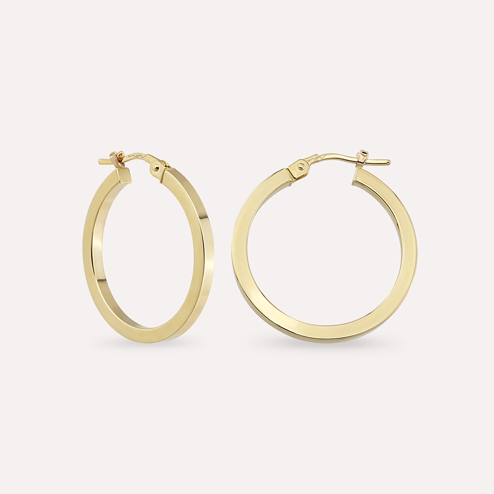 Plain Yellow Gold Hoop Earring - 1