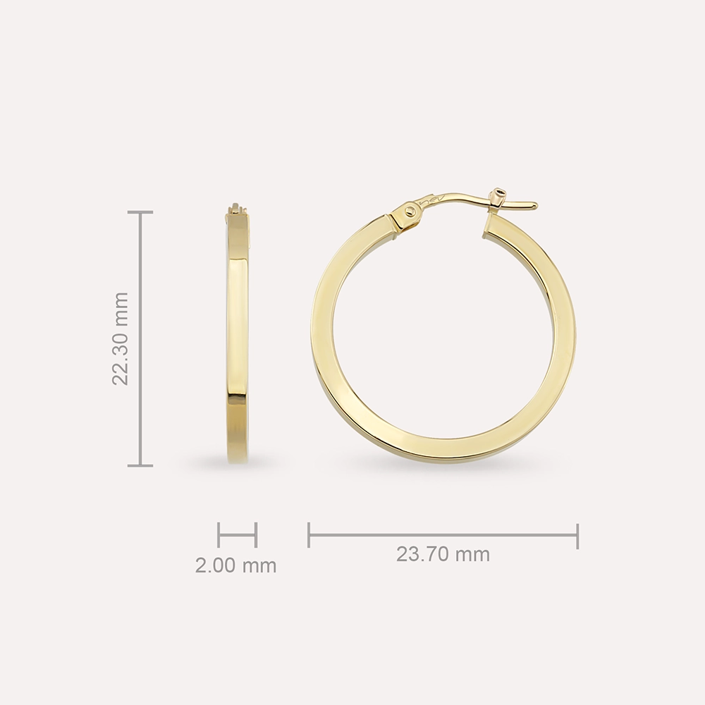 Plain Yellow Gold Hoop Earring - 3