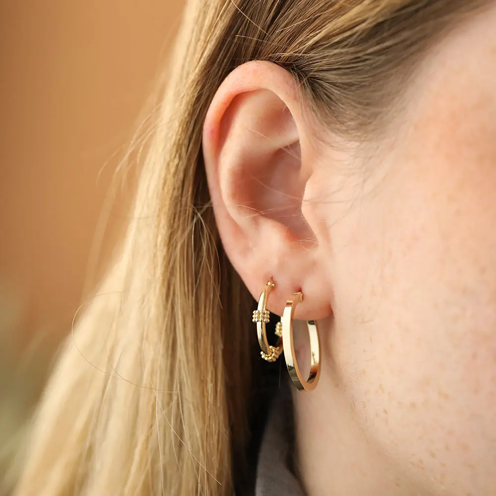 Plain Yellow Gold Hoop Earring - 2