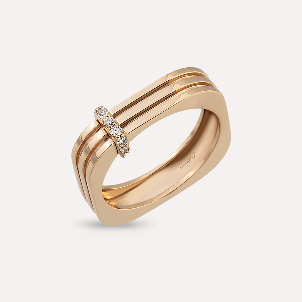 Poeme Diamond Rose Gold Ring - 3