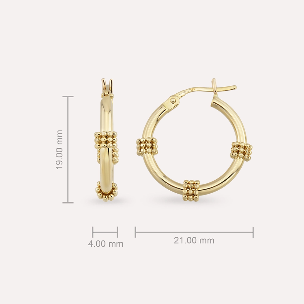 Pole Yellow Gold Hoop Earring - 5