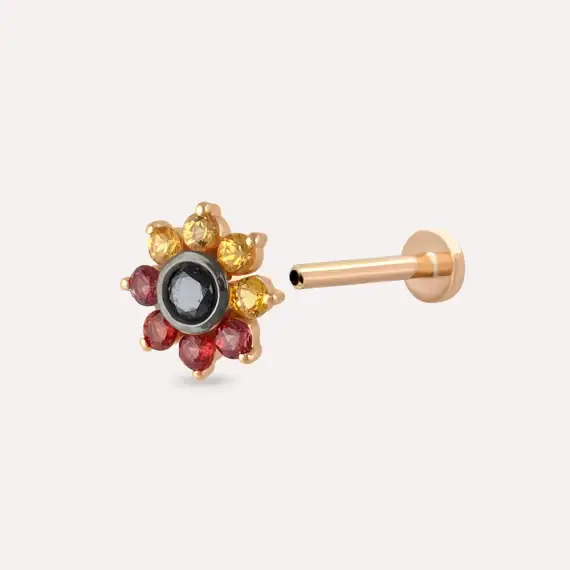 Pollen Multicolor Sapphire and Black Diamond Rose Gold Piercing - 4