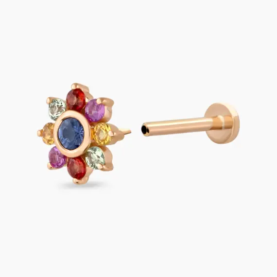 Pollen Multicolor Sapphire Rose Gold Piercing - 4