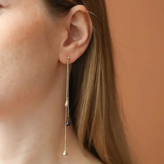 Poof Yellow Gold Dangling Earring - 2