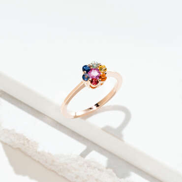 Posy 0.74 CT Multicolor Sapphire Rose Gold Ring - Nev Jewellery