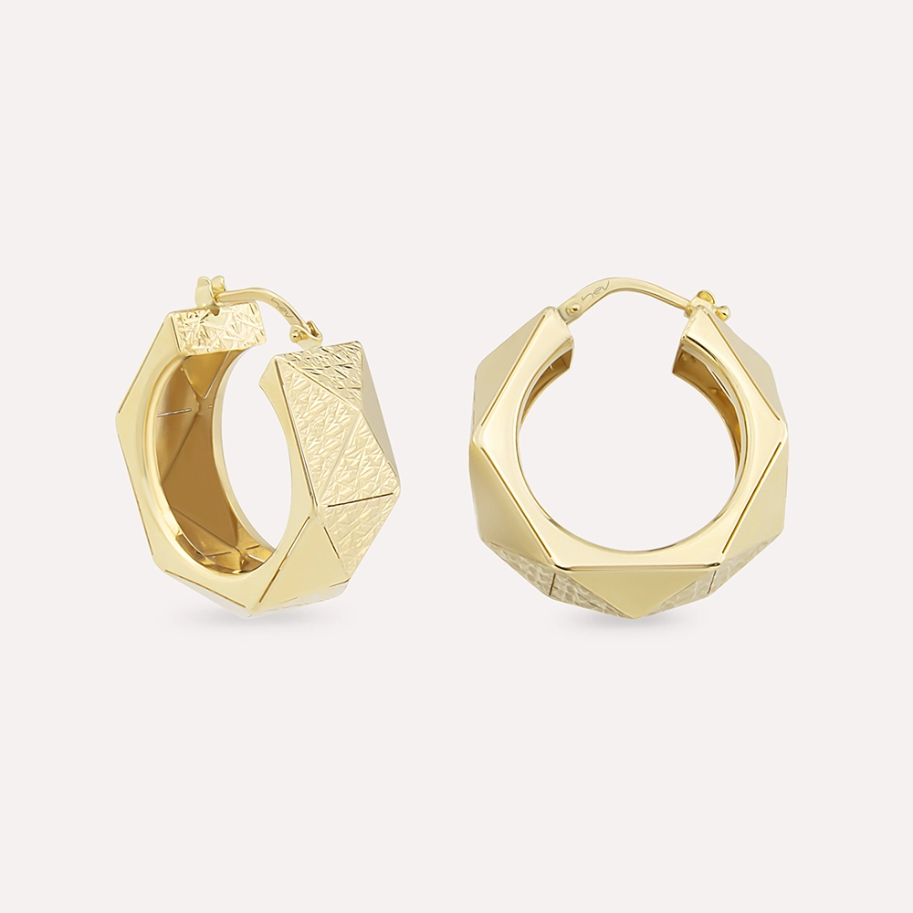 Prism Yellow Gold Italian Earring - 1