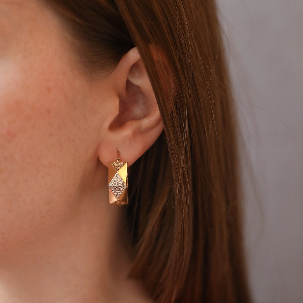 Prism Yellow Gold Italian Earring - 2
