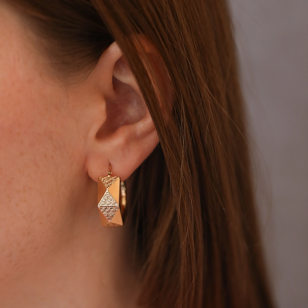 Prism Yellow Gold Italian Earring - 3