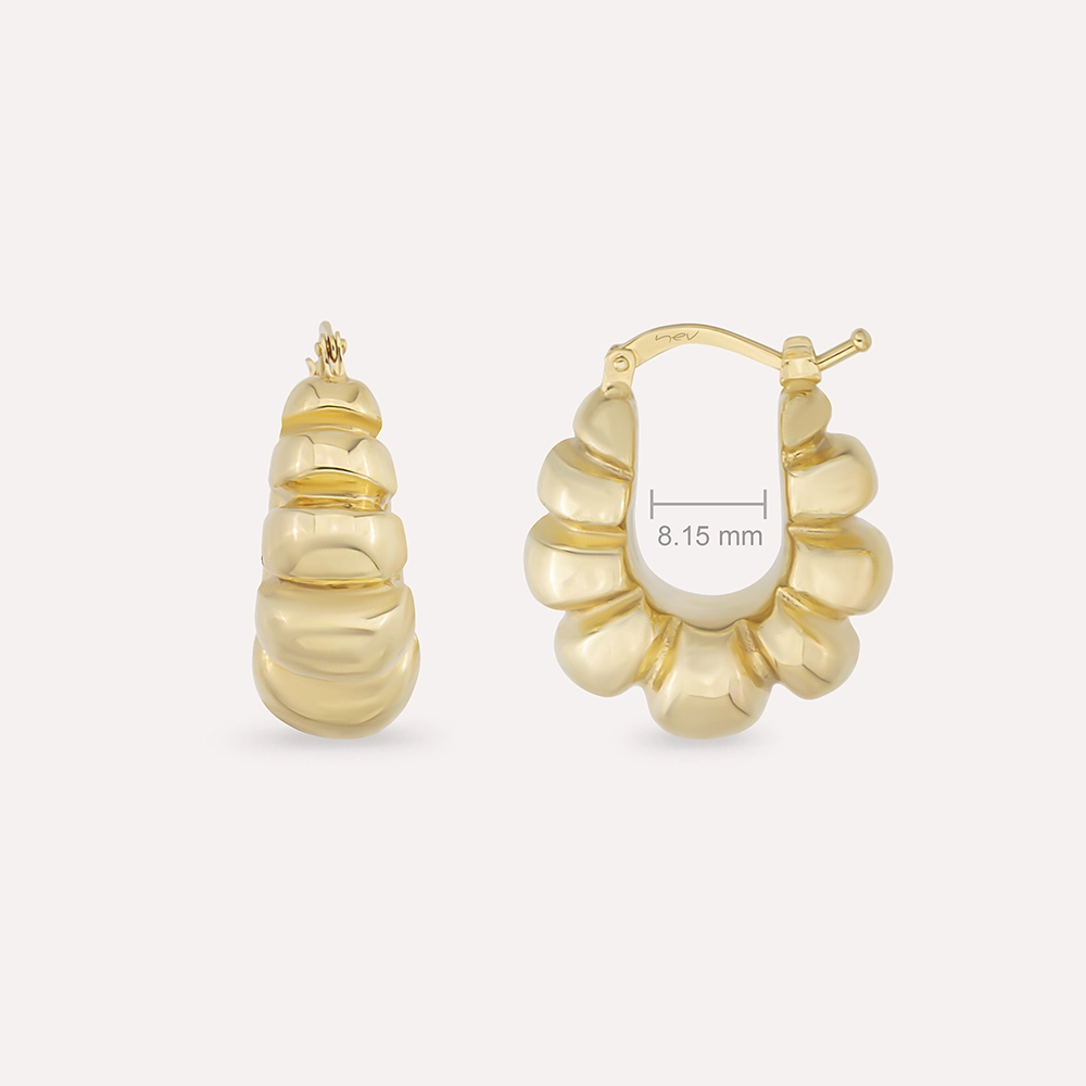 Puff Yellow Gold Italian Earring - 3