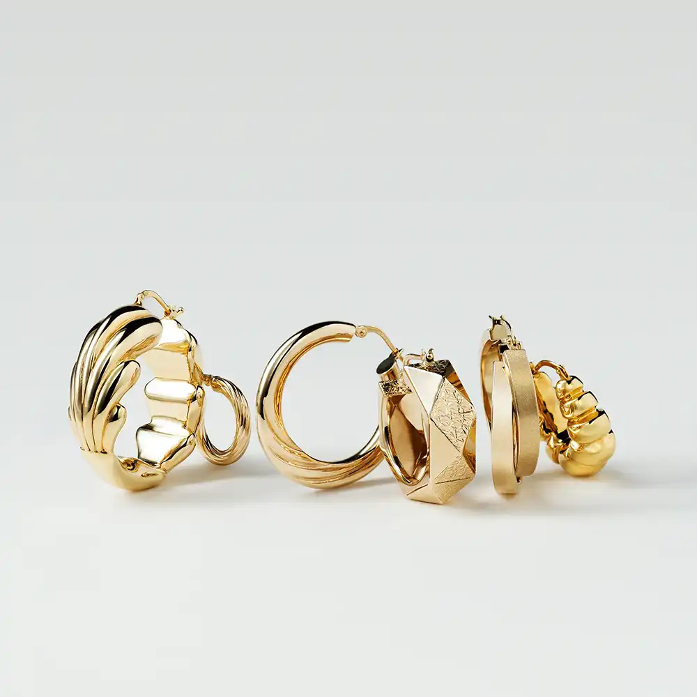 Puff Yellow Gold Italian Earring - 4