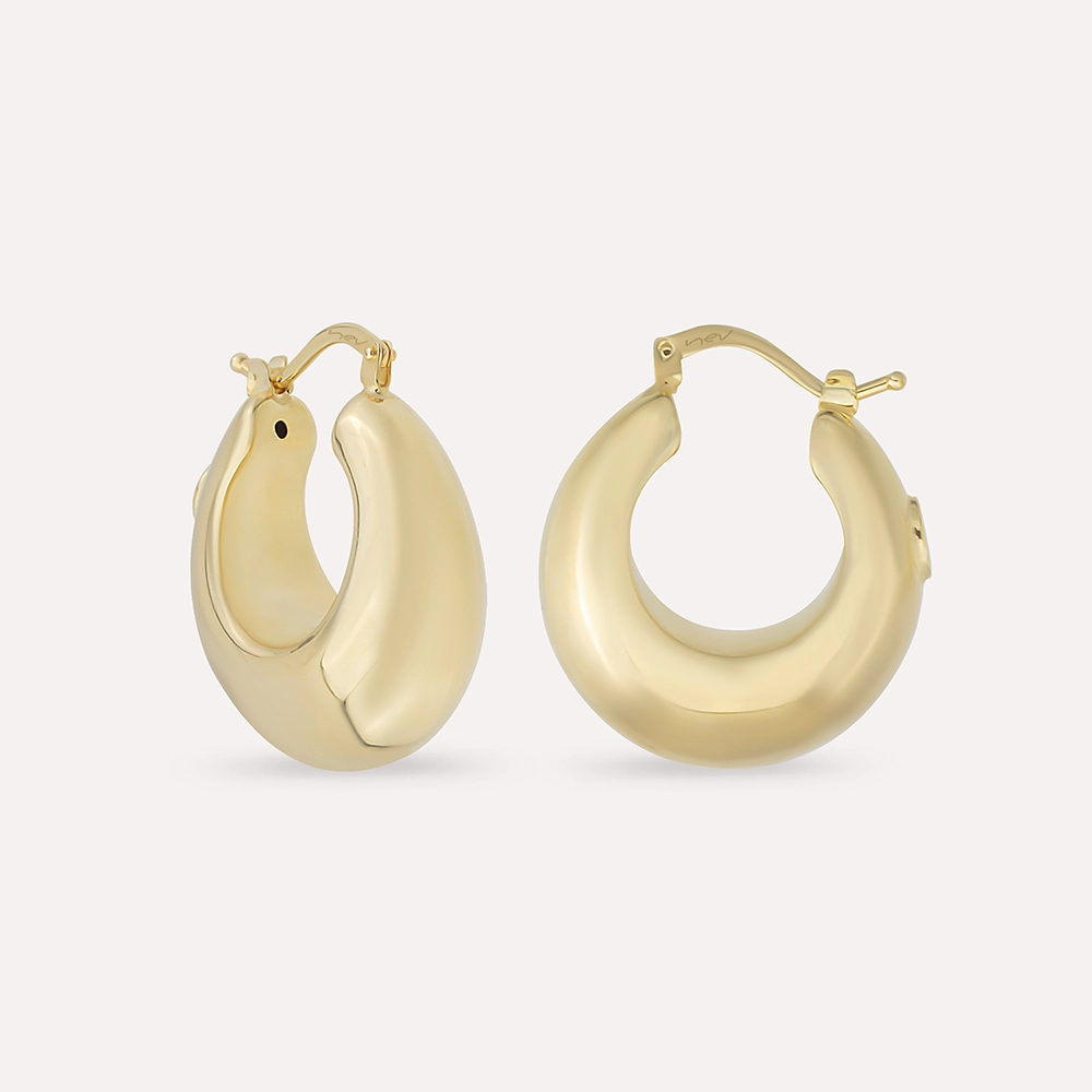 Puffy Yellow Gold Italian Earring - 1