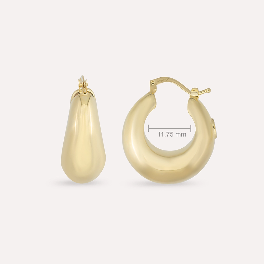 Puffy Yellow Gold Italian Earring - 3