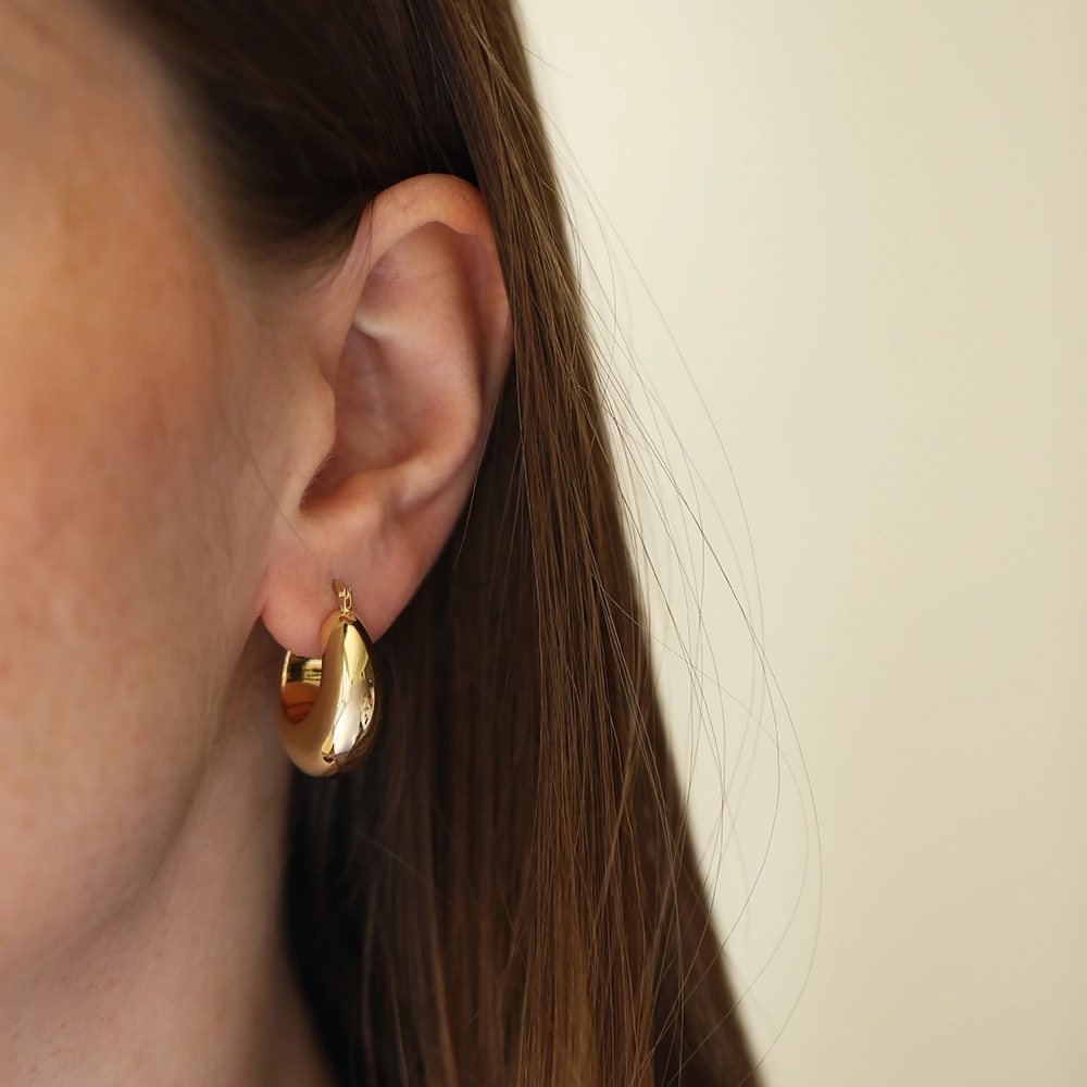 Puffy Yellow Gold Italian Earring - 2