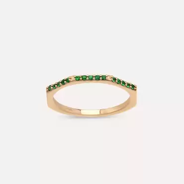 Pure 0.10 CT Zümrüt Taşlı Rose Altın Yüzük - Nev Jewellery (1)
