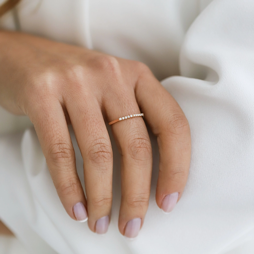 Pure 0.14 CT Pırlanta Taşlı Rose Altın Yüzük - Nev Jewellery (1)