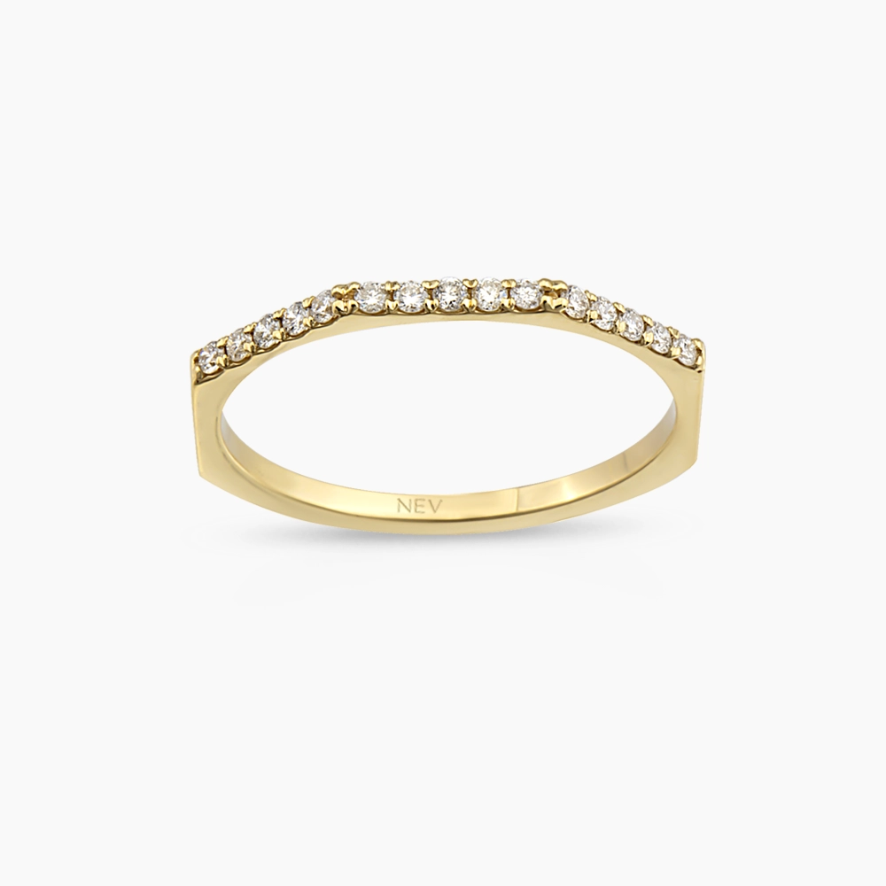 Pure 0.17 CT Diamond Yellow Gold Ring - 1