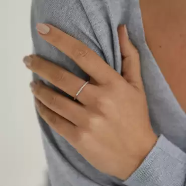 Pure 0.15 CT Pırlanta Taşlı Beyaz Altın Yüzük - Nev Jewellery (1)