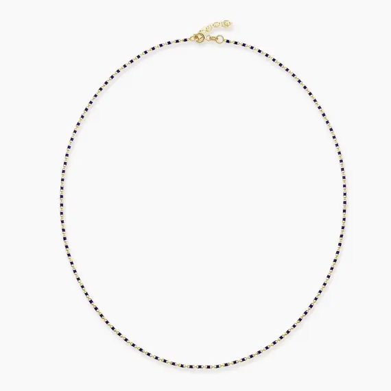 Purple Enamel Yellow Gold Golf Necklace - 1