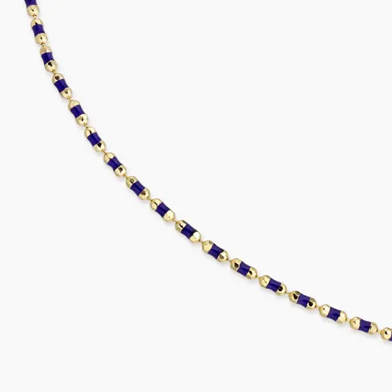 Purple Enamel Yellow Gold Golf Necklace - 2