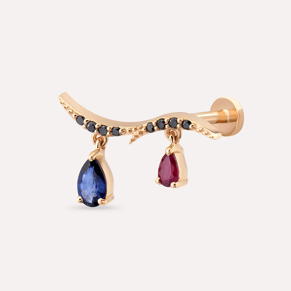 Pyxis Black Diamond, Ruby and Sapphire Rose Gold Piercing - 1