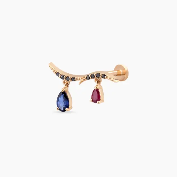 Pyxis Black Diamond, Ruby and Sapphire Rose Gold Piercing - 1