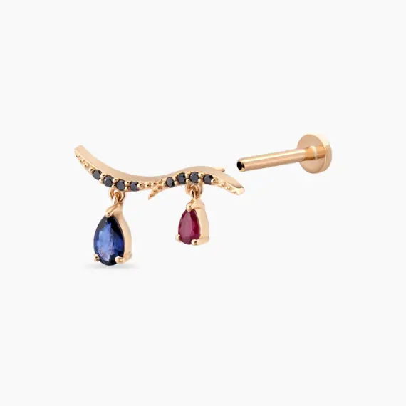 Pyxis Black Diamond, Ruby and Sapphire Rose Gold Piercing - 3