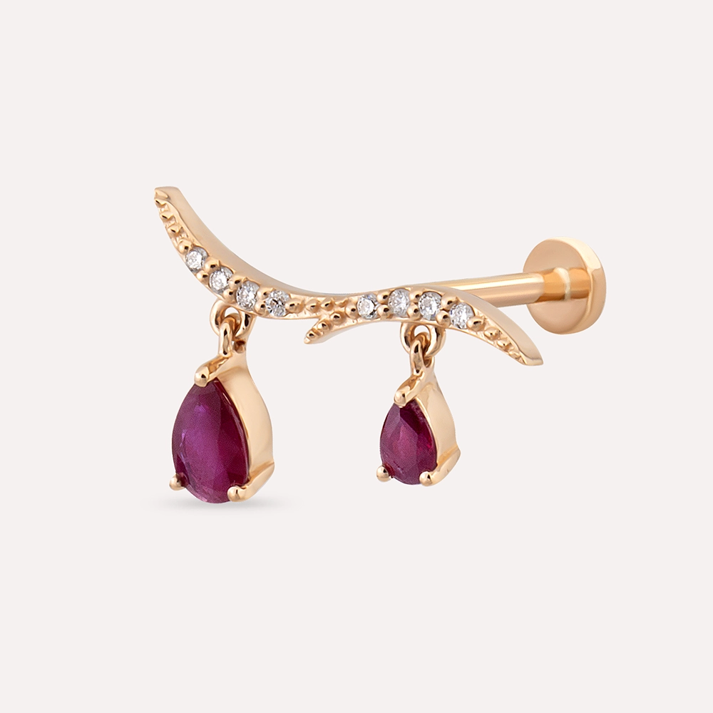 Pyxis Ruby and Diamond Rose Gold Piercing - 1