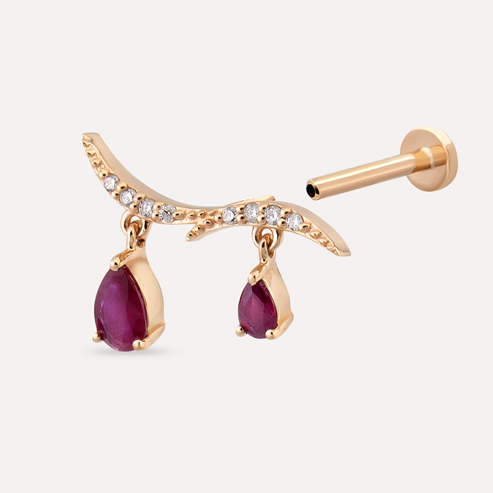 Pyxis Ruby and Diamond Rose Gold Piercing - 2