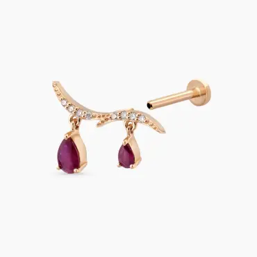 Pyxis Yakut ve Pırlanta Taşlı Rose Altın Piercing - Nev Jewellery (1)