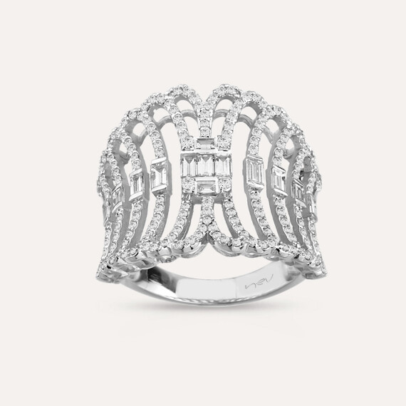 Rail 1.24 CT Baguette Cut Diamond White Gold Ring - Nev Jewellery