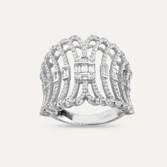 Rail 1.24 CT Baguette Cut Diamond White Gold Ring - 1